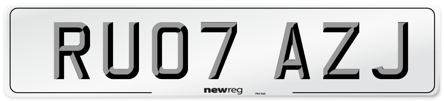 RU07 AZJ Number Plate from New Reg